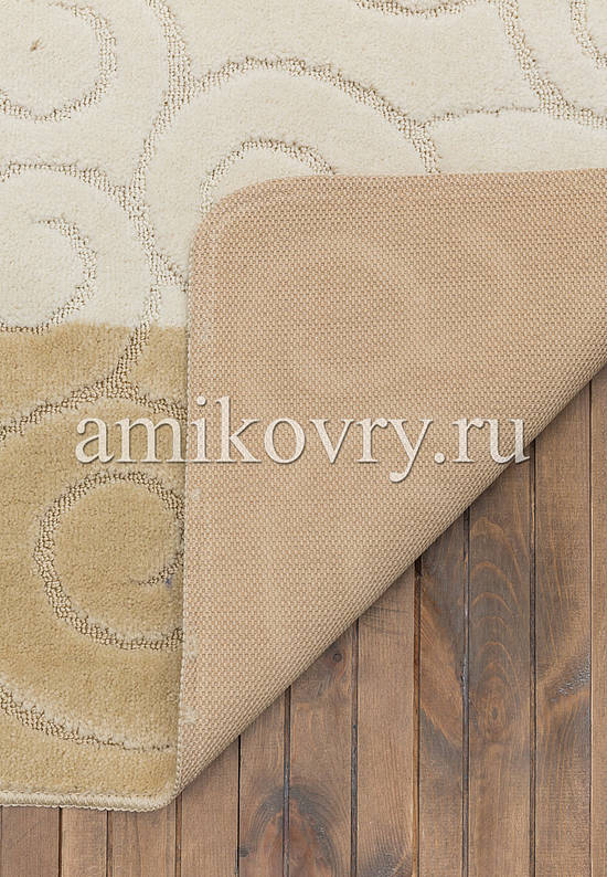Бежевый комплект ковриков для ванной комнаты и туалета Sile 2540 Beige PS