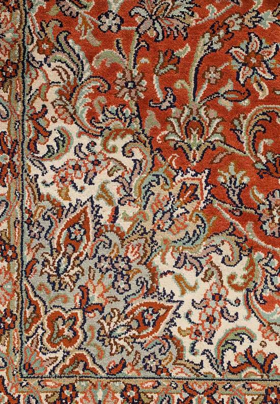 Шелковый ковер ручной работы из Индии 244073-Nain red/beige