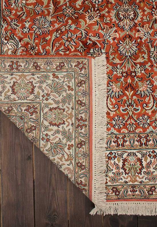 Шелковый ковер ручной работы из Индии 244073-Nain red/beige