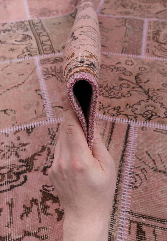 Безворсовый ковер-пэчворк ручной работы 125-Mystic Pink