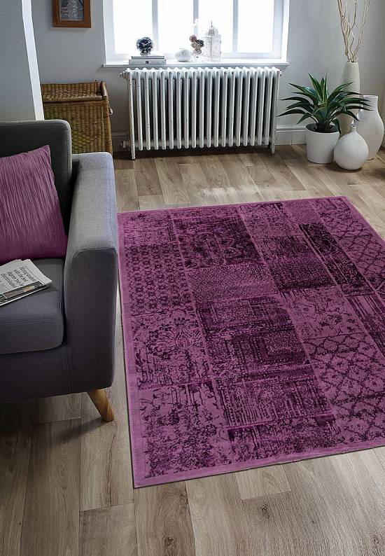 Турецкий ковер из хлопка и вискозы Patchwork Cherry