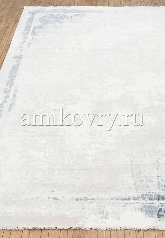Винтажный турецкий ковер из шерсти и вискозы 637-Beige Blue