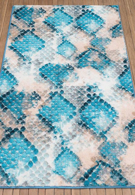Голубой коврик для ванной Snakeskin 01 Blue