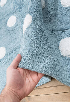 фактура коврика для ванной Lorena Canals Cotton Polka Dots Blue-White
