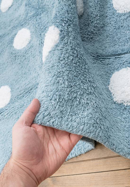 Детский стираемый ковер Polka Dots Blue-White