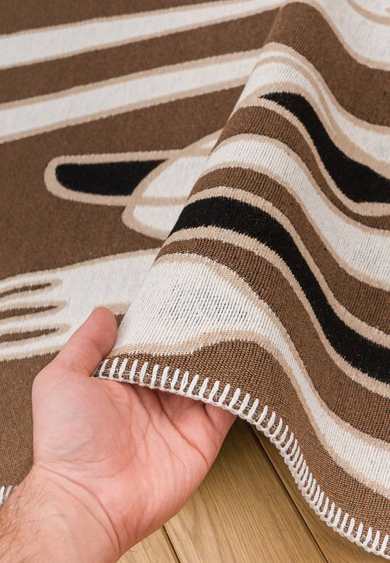 Безворсовый ковер из хлопка ARN 06 Brown White