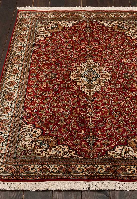 Шелковый ковер ручной работы из Индии 244168-Keshan red/beige