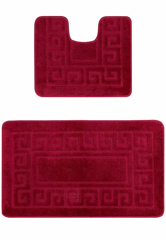 Бордовый комплект ковриков для ванной комнаты и туалета Ethnic 2577 Burgundy BQ