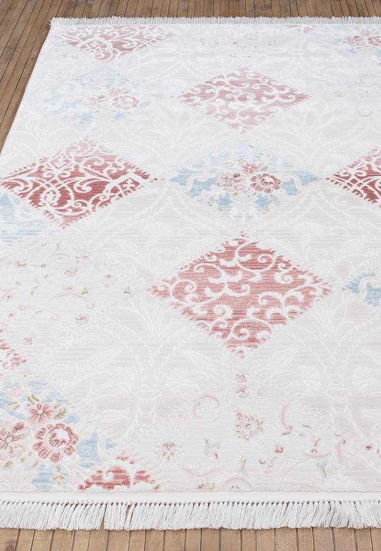 Акриловый ковер с бахромой MR0144-Ivory-D.Powder/Kemik-K.Pudra