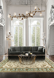 ковер в интерьере Kashan gold 114 Ivory Green