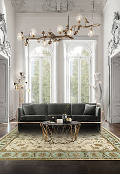 ковер в интерьере Kashan gold 114 Ivory Green