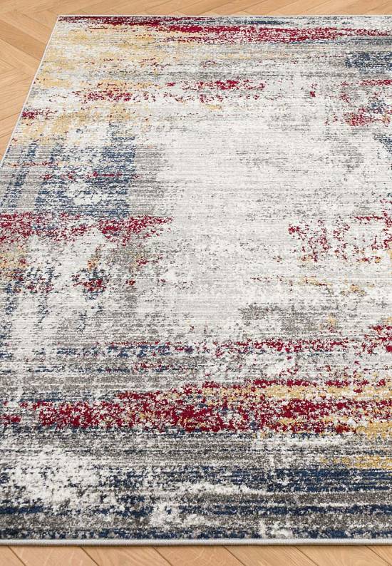 Современный синтетический ковер D838-Gray-Red