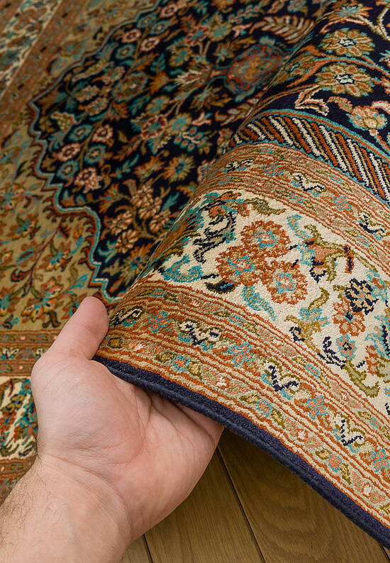 Шелковый ковер ручной работы IIST-GIKZN7Z7C Kashan Blue