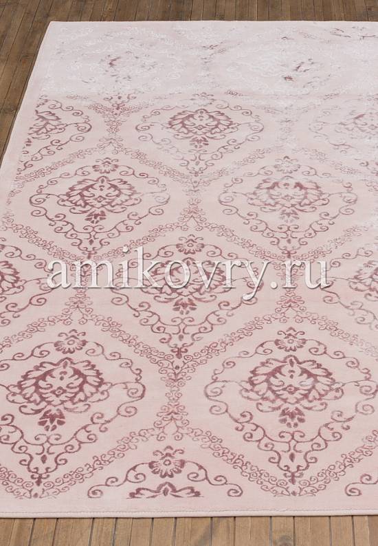 Турецкий ковер из хлопка и вискозы Damask Pembe