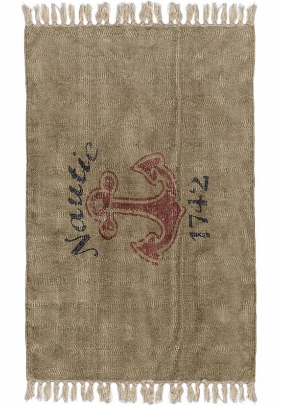 Безворсовый ковер из хлопка JHC-12 beige with nautic 1742