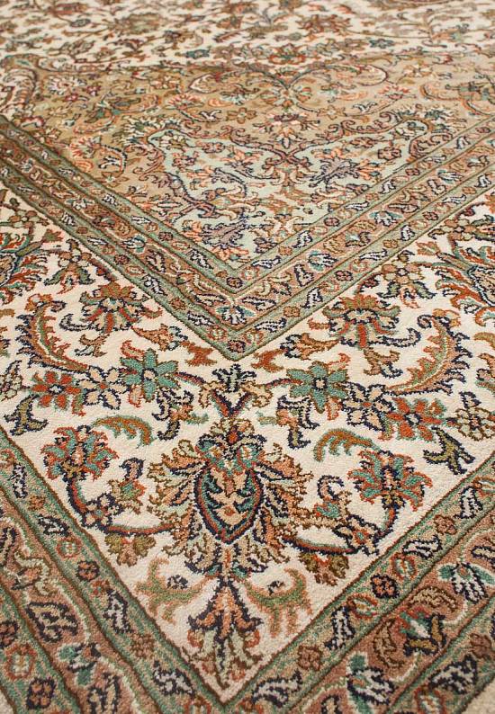 Шелковый ковер ручной работы из Индии Kerman Beige Brown