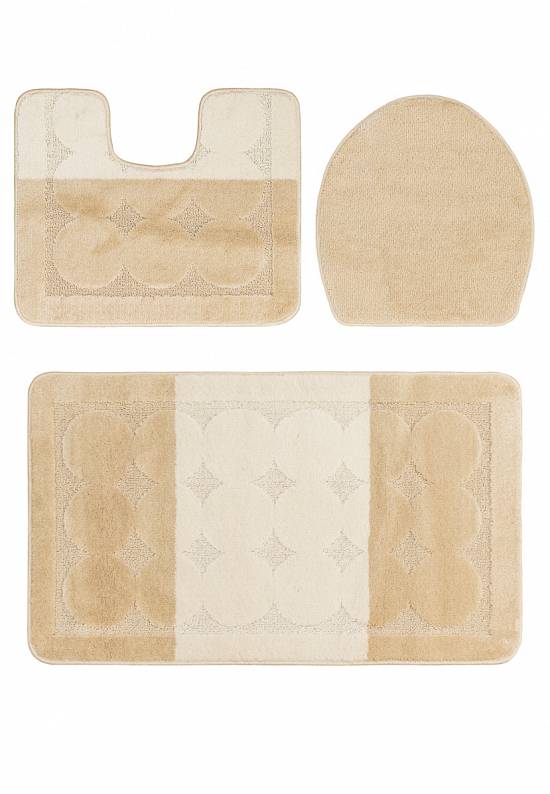 Бежевый комплект ковриков для ванной комнаты и туалета Edremit 2540 Beige BQF