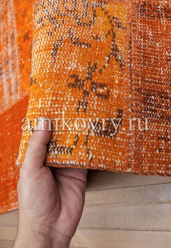Безворсовый ковер-пэчворк ручной работы 004-Amber Glow