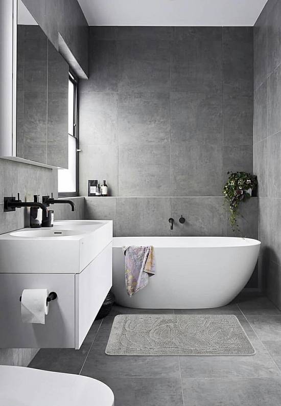 Серый коврик для ванной Flora 2504 Platinum