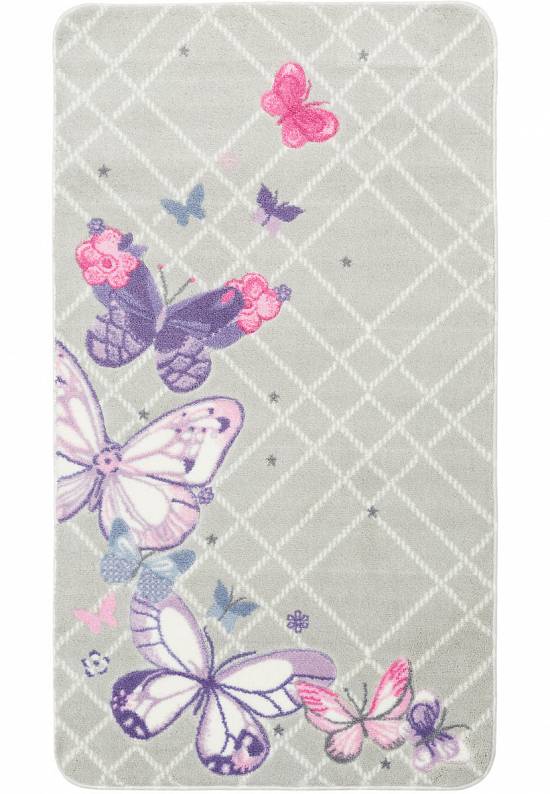 Серо-сиреневый коврик для ванной Butterfly Plaid 01 Purple