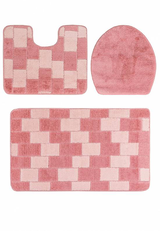 Розовый комплект ковриков для ванной комнаты и туалета Bornova 2580 Dusty Rose BQF