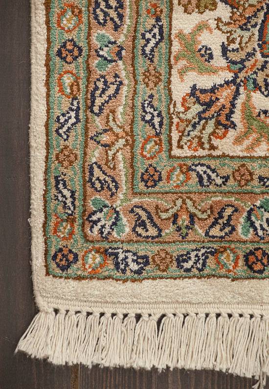 Шелковый ковер ручной работы из Индии Kerman Beige Brown
