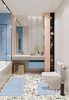 комплект ковриков для ванной в интерьере Confetti Bath Maximus Ethnic 2522 Baby Blue BQ