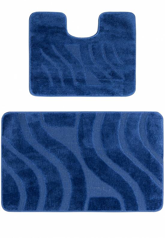 Синий комплект ковриков для ванной комнаты и туалета Symphony 2582 Dark Blue PS