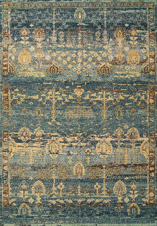 Безворсовый ковер из шерсти Indigo Blue