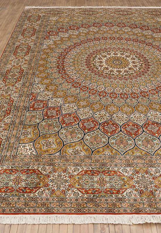 Шелковый ковер из Индии Hamadan Red Beige