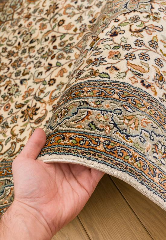 Шелковый ковер ручной работы из Индии 243424-Saroukh beige/green