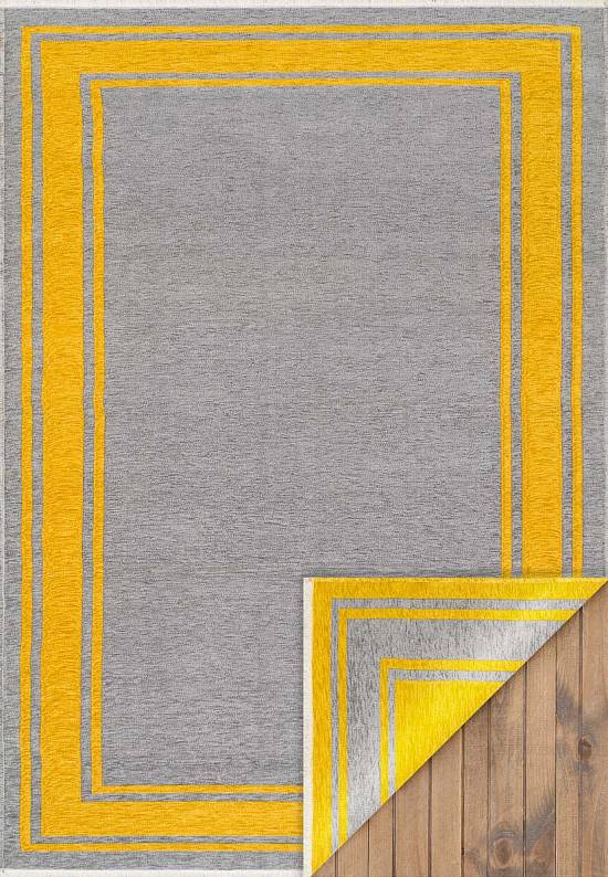 Двусторонний безворсовый ковер из шенилла NK 06 Grey Yellow