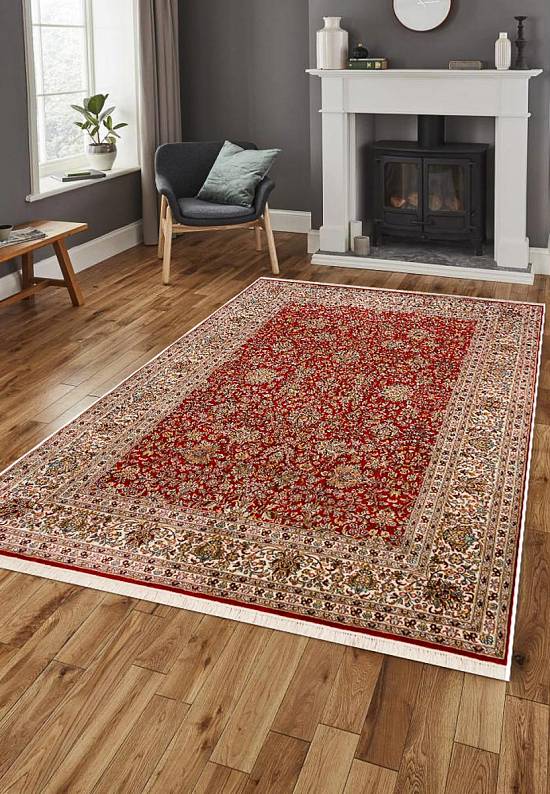 Шелковый ковер ручной работы из Индии 242882-Afshar red/beige
