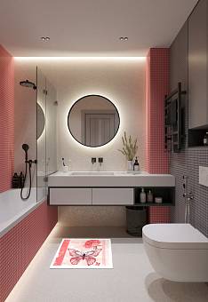 коврик для ванной в интерьере Confetti Bath Bella Carte Postale 01 Pink