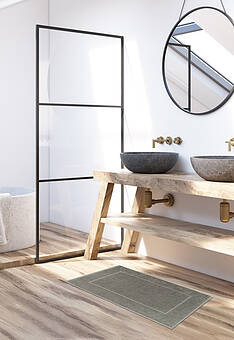 коврик для ванной в интерьере Aura Light Grey