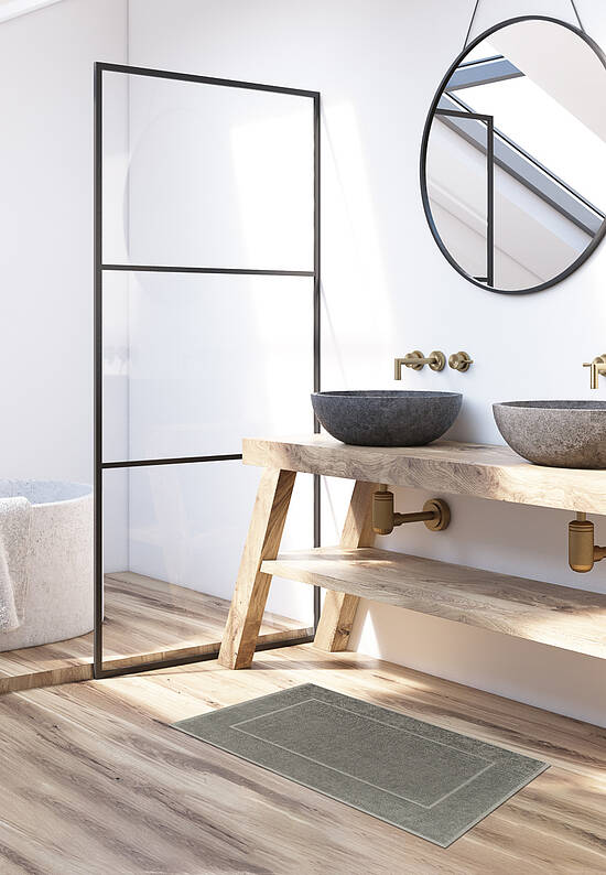 Серый коврик для ванной из хлопка Light Grey