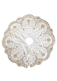 дизайн коврика-юбки под ёлку Christmas Tree Skirt Ivory Gold 120 cm