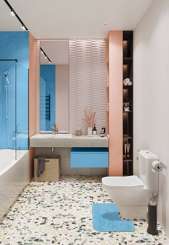 Голубой коврик для ванной Calypso 1698 Blue