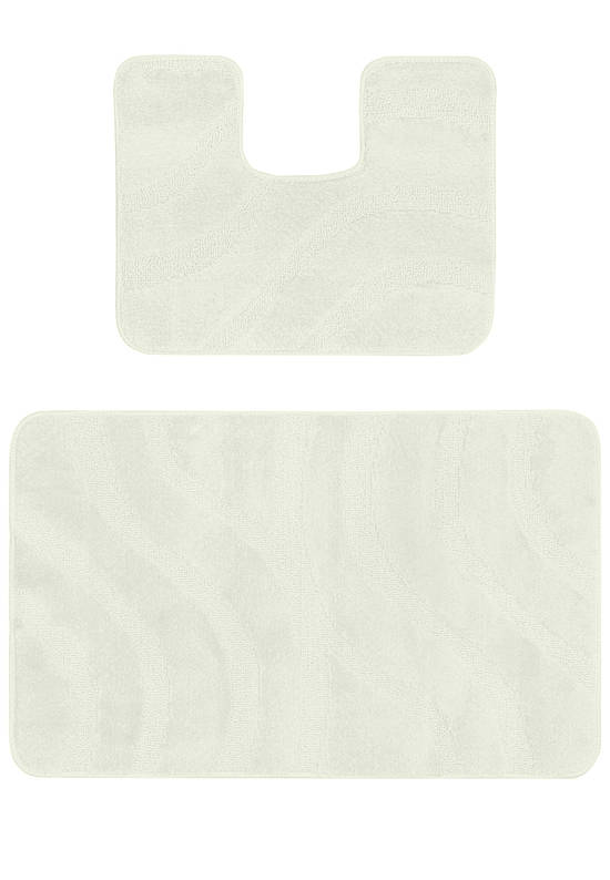 Белый комплект ковриков для ванной и туалета Symphony 2581 Pearl White PS