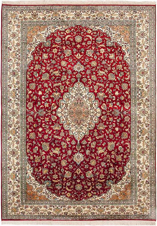 Шелковый ковер ручной работы из Индии 235754-Kerman red/beige