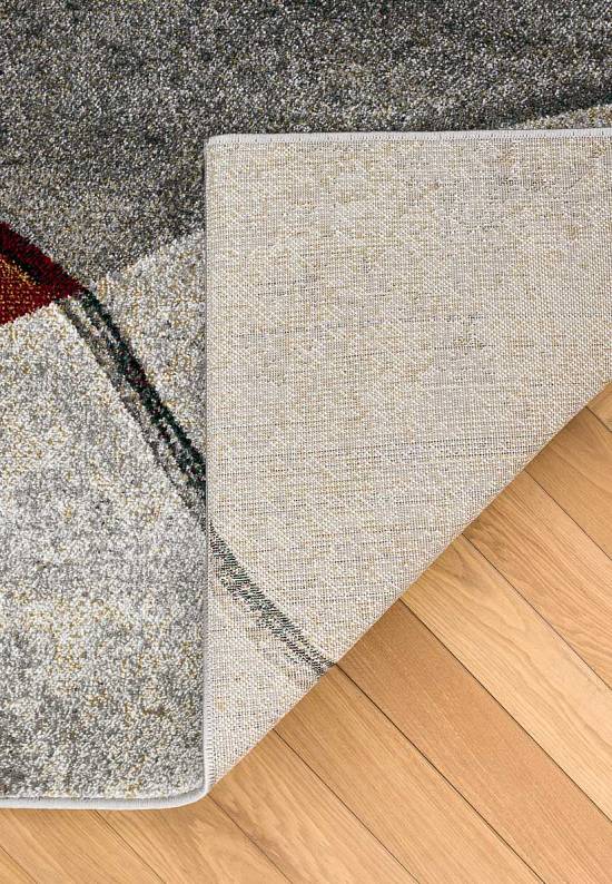 Современный синтетический ковер D827-Gray-Red