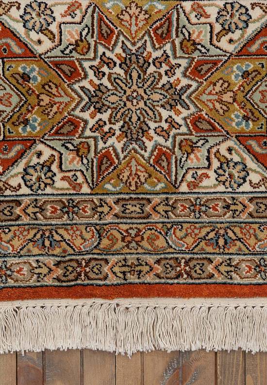 Шелковый ковер из Индии Hamadan Red Beige