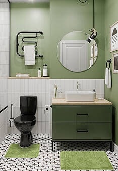 комплект ковриков для ванной в интерьере Confetti Bath Maximus Flora 2510 Green PS