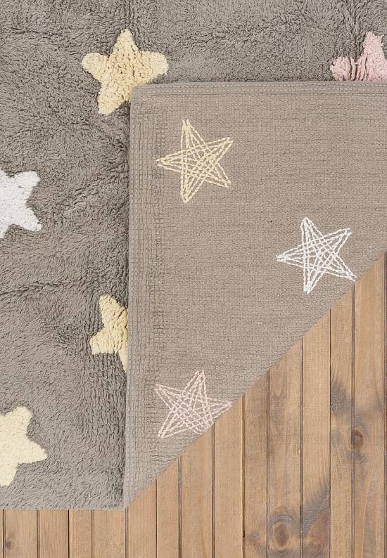 Детский стираемый ковер Stars Tricolor Grey-Pink