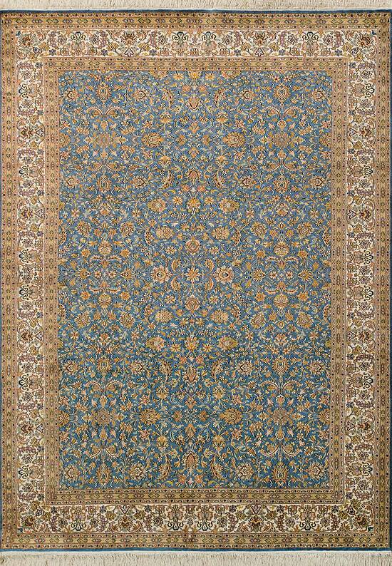 Шелковый ковер ручной работы 474885 Blue