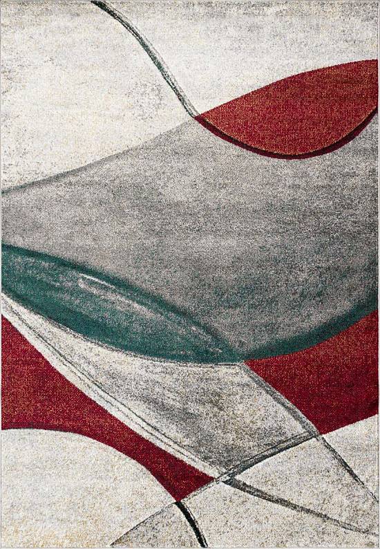 Современный синтетический ковер D827-Gray-Red