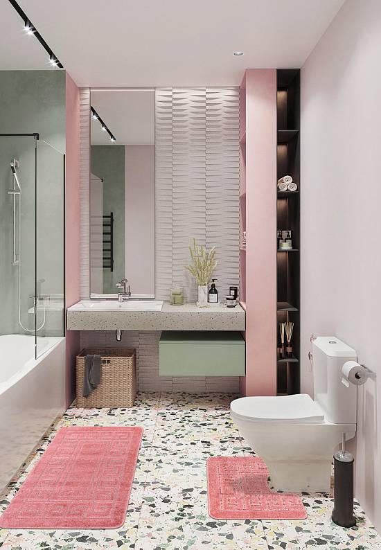 Розовый комплект ковриков для ванной комнаты и туалета Ethnic 2580 Dusty Rose BQ