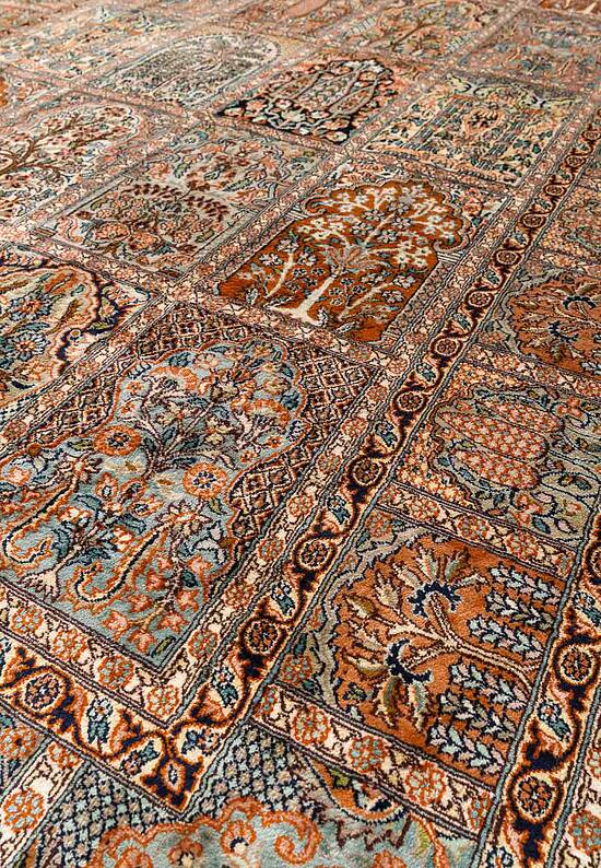 Шелковый ковер ручной работы из Индии 236042-Ghom rust