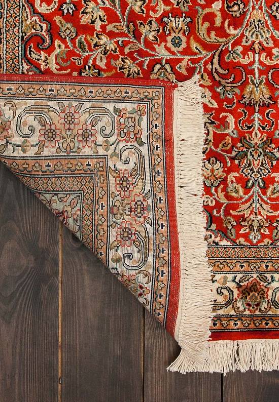 Шелковый ковер ручной работы из Индии 244168-Keshan red/beige