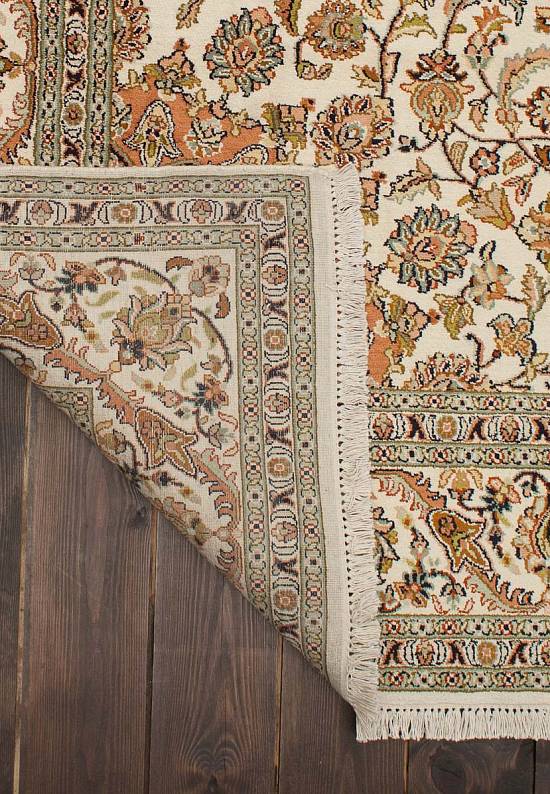 Шелковый ковер ручной работы из Индии 243523-Nain beige/green